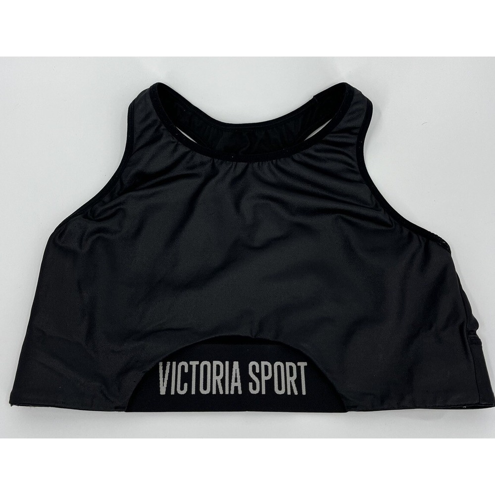 Victoria's Secret Racerback Victoria Sport Bra Size Large Black Shiny